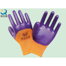 Poliéster Shell Nitrilo guantes de trabajo de seguridad recubiertos (N6011)